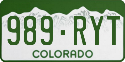 CO license plate 989RYT