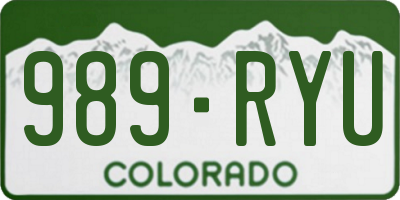 CO license plate 989RYU