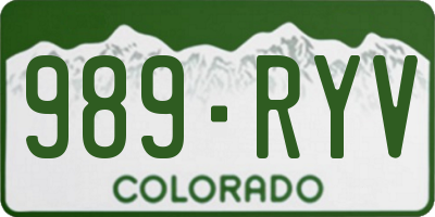 CO license plate 989RYV