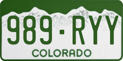 CO license plate 989RYY