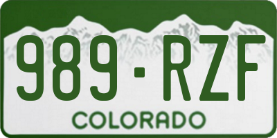 CO license plate 989RZF