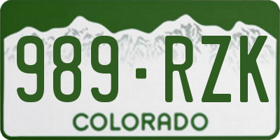 CO license plate 989RZK
