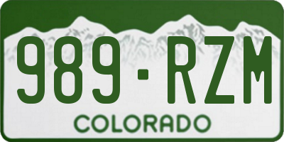 CO license plate 989RZM