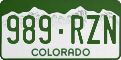 CO license plate 989RZN