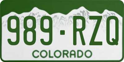 CO license plate 989RZQ