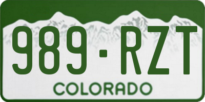 CO license plate 989RZT