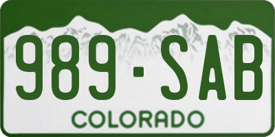 CO license plate 989SAB
