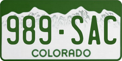 CO license plate 989SAC