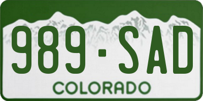 CO license plate 989SAD