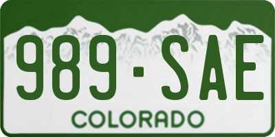CO license plate 989SAE