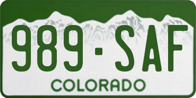 CO license plate 989SAF