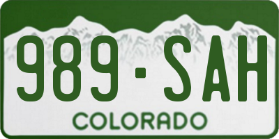 CO license plate 989SAH