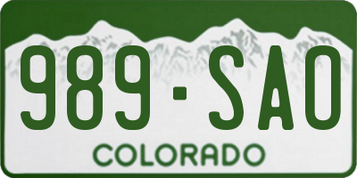 CO license plate 989SAO