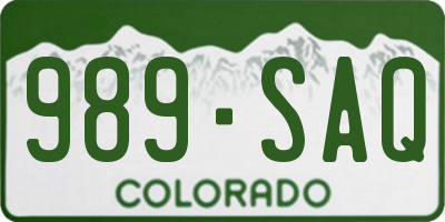 CO license plate 989SAQ