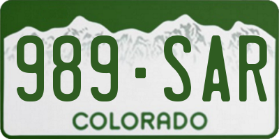 CO license plate 989SAR