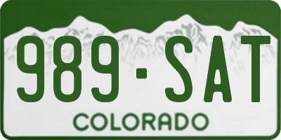 CO license plate 989SAT