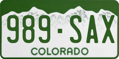CO license plate 989SAX