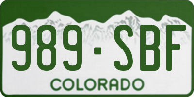 CO license plate 989SBF