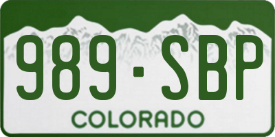 CO license plate 989SBP