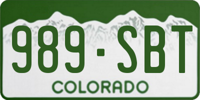 CO license plate 989SBT