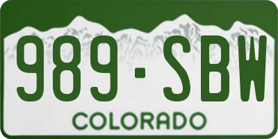 CO license plate 989SBW