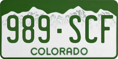 CO license plate 989SCF
