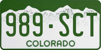 CO license plate 989SCT
