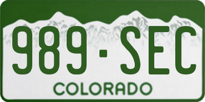 CO license plate 989SEC