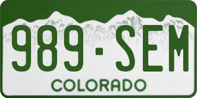CO license plate 989SEM