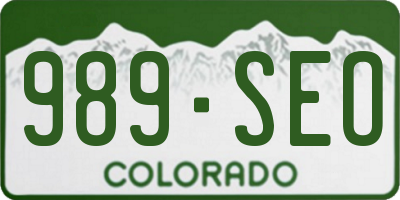 CO license plate 989SEO