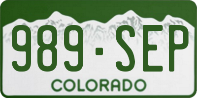 CO license plate 989SEP