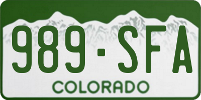 CO license plate 989SFA