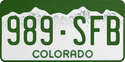 CO license plate 989SFB