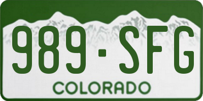 CO license plate 989SFG