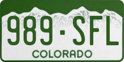 CO license plate 989SFL