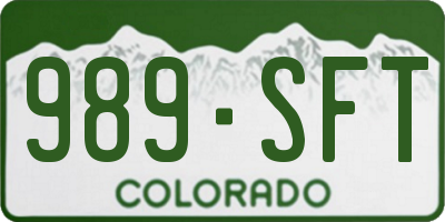 CO license plate 989SFT