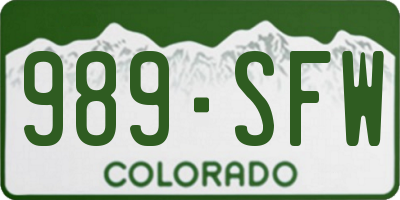 CO license plate 989SFW