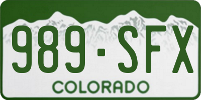CO license plate 989SFX