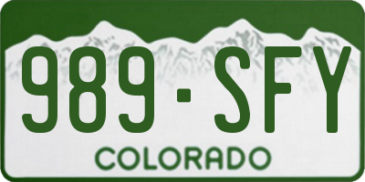 CO license plate 989SFY