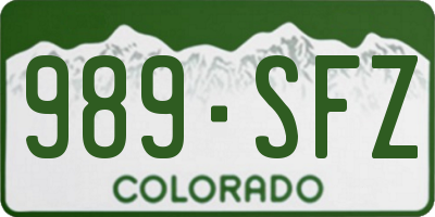 CO license plate 989SFZ