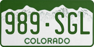 CO license plate 989SGL
