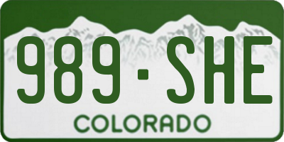 CO license plate 989SHE