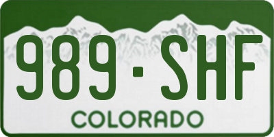 CO license plate 989SHF