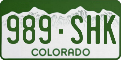 CO license plate 989SHK