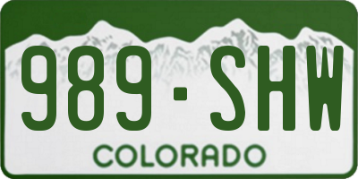CO license plate 989SHW