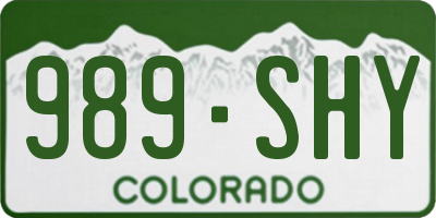 CO license plate 989SHY