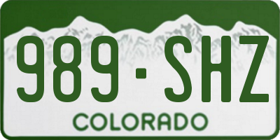 CO license plate 989SHZ