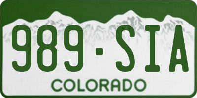 CO license plate 989SIA