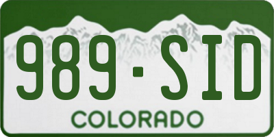 CO license plate 989SID