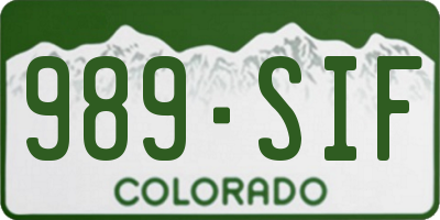 CO license plate 989SIF